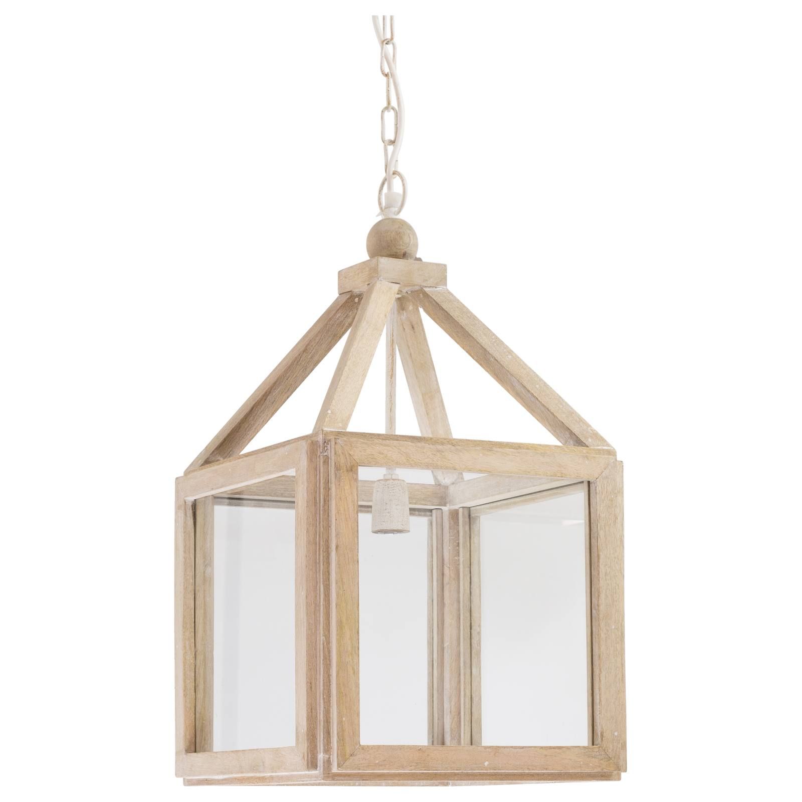 Wood lantern pendant deals light