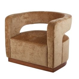 Grand Designs Gold Aged Velvet Armchair, Walnut