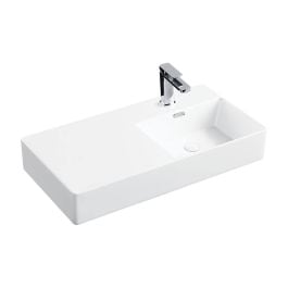 Petra 800 Right-Hand Wall Basin, Gloss White