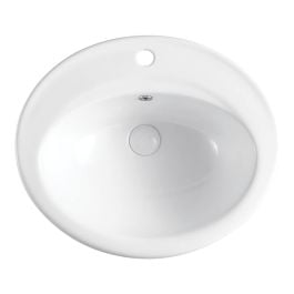 Lacy Fully-Inset Basin, 1 Tap Hole, Gloss White