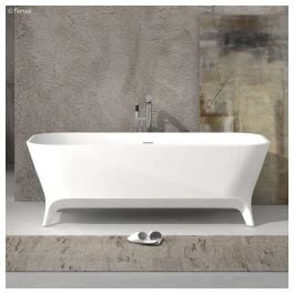 Hampton Cast Stone Solid Surface Bath 1600mm Matte White