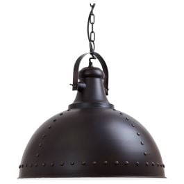 Templehof Iron Pendant Light, Dark Grey & White