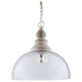 Kreuz Glass & Wood Chain Pendant Light, Clear White