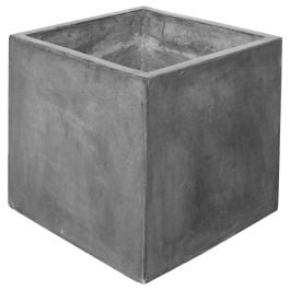 Cubo 30cm Square Polished Concrete Planter, Dark Grey
