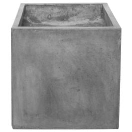 Cubo 30cm Square Polished Concrete Planter, Dark Grey