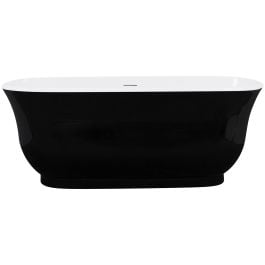Marietta 150cm Freestanding Acrylic Black & White Bath w/ White Overflow & Waste