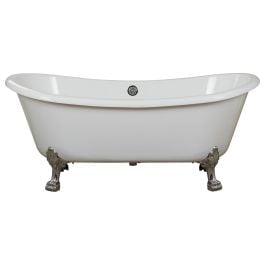 Bristol Acrylic Clawfoot Bath, White & Chrome Feet