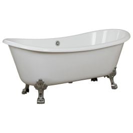 Bristol Acrylic Clawfoot Bath, White & Chrome Feet