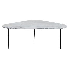 Nara Marble 97.5cm Large Coffee Table White & Black Steel