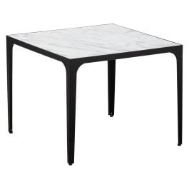 Mardi Marble 50cm Side Table White & Black Steel