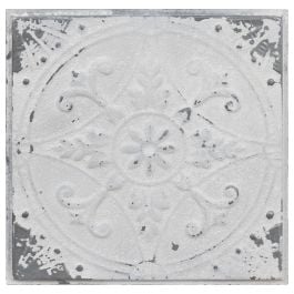 Vintage 32cm Pressed Tin Panel No.11, White