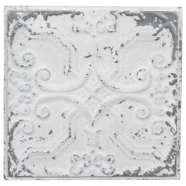 Vintage 32cm Pressed Tin Panel No.33, White