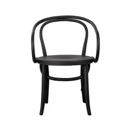 Bentwood Replica Matte Black Elm Café Chair with Arms 