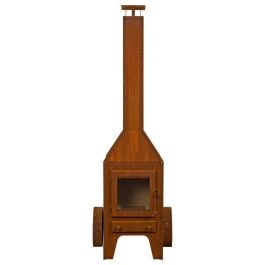 Rubic 49x68.6x200cm Corten Steel Wood Burner, Rusty