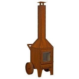 Rubic 49x68.6x200cm Corten Steel Wood Burner, Rusty