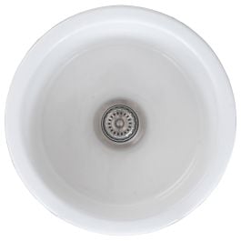 Bandon Premium 46x25.4 Round Drop in Undermount Fireclay Sink, White