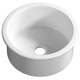 Bandon Premium 46x25.4 Round Drop in Undermount Fireclay Sink, White