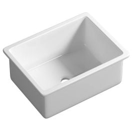 Wicklow Premium 68.5x48.3x25.4cm Single Drop in Undermount Fireclay Sink, White
