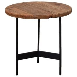 Rangeview 47cm Reclaimed Pine Round Tall Side Table, Natural