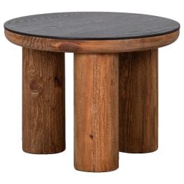 Knoxville 62cm Reclaimed Pine Round Side Table, Black