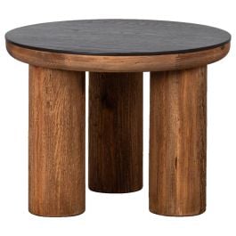 Knoxville 62cm Reclaimed Pine Round Side Table, Black