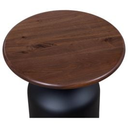 Montserat 52cm Walnut Round Side Table, Black