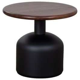 Montserat 52cm Walnut Round Side Table, Black