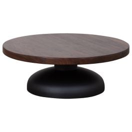 Montserat 92cm Walnut Round Coffee Table, Black