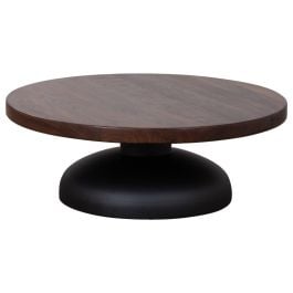 Montserat 92cm Walnut Round Coffee Table, Black