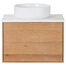 Alero 60 White Resin Top Wall Hung Vanity, Acacia Tan