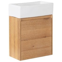 Mico 50x25cm Wall Hung Vanity with Ceramic Basin, Acacia Tan