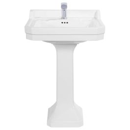 Emile 60cm 1 Tap Hole Pedestal Basin, White