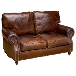 Stamford 2 Seater Leather Sofa, Vintage Cigar