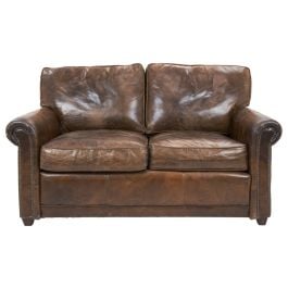 Oregon 2 Seater Leather Sofa, Vintage Cigar