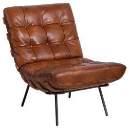 Cosma Leather Lounge Chair, Sienna Brown