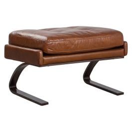 Cosma Leather Foot Stool, Sienna Brown