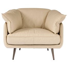 Tramore Leather Armchair, Cappuccino White