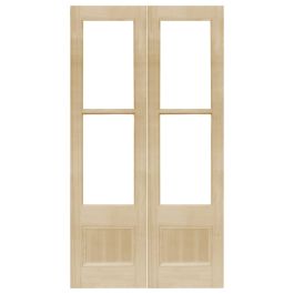 Pair of 62cm Tall Internal Glazed French Doors, Raw