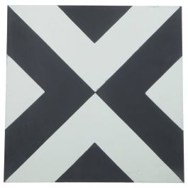 Versus 20x20 Cement Encaustic Tile, Black & White