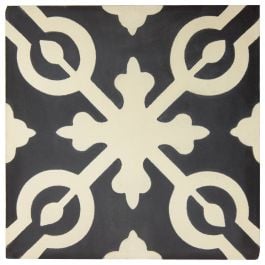 Alys Encaustic Tile, Beige & Black