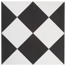 Lindon 20x20 Cement Encaustic Feature Tile, White & Black