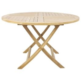 Zigzag Teak Round 100cm Folding Table Natural