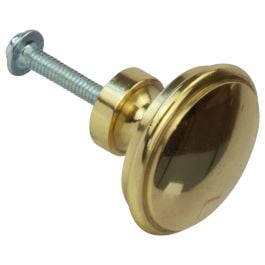 Small Cupboard Knob with Bevelled Edge, Polished Brass