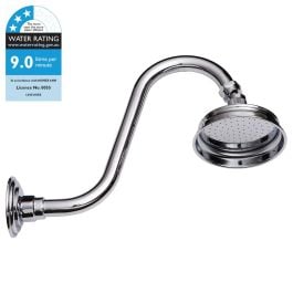 Gooseneck Shower Arm and Rose, Chrome PVD