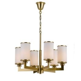 Ahern 6 Light Pendant, Brass & Opal Matte