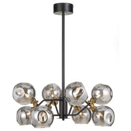 Annabel 8 Light Pendant, Black, Antique Brass