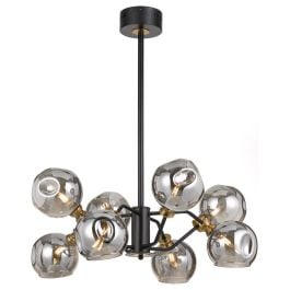 Annabel 8 Light Pendant, Black, Antique Brass