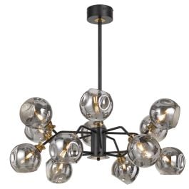 Annabel 12 Light Pendant, Black, Antique Brass