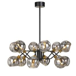 Annabel 12 Light Pendant, Black, Antique Brass