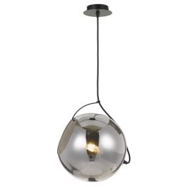 Bondi 30 Pendant, Black, Smoke Glass